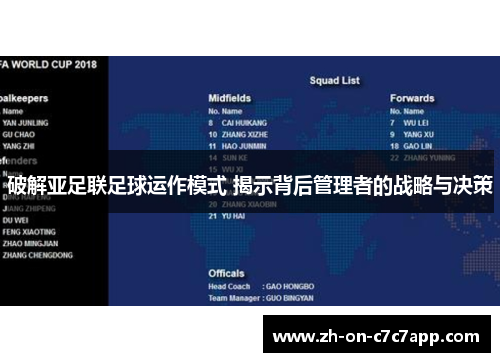 破解亚足联足球运作模式 揭示背后管理者的战略与决策